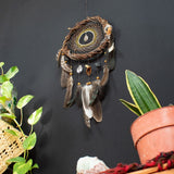 Attrape-rêves en cristal blanc, attrape-rêves spirituel, décoration murale en macramé chamanique, pierre puissante, bénédiction de la maison, attrape-cercle sacré