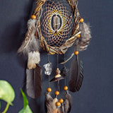 47" Wide Dreamcatcher Set – 5-Piece Boho Wall Hanging with Quartz Crystal, Custom Colors, Ideal Above Bed Spiritual Decor