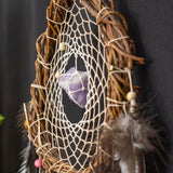 Dream catcher white with natural crystals