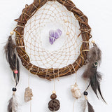 White dreamcatchers crystal,  Spiritual dream catcher shamanic macrame wall decor, Powerful stone, house blessing, Sacred circle catcher