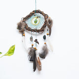 Gemstone Dreamcatcher 6" Handmade • Willow Hoop & Natural Feathers • Healing Crystals Wall Hanging • Earthy Tones Boho Decor