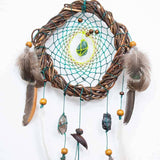 Gemstone Dreamcatcher 6" Handmade • Willow Hoop & Natural Feathers • Healing Crystals Wall Hanging • Earthy Tones Boho Decor