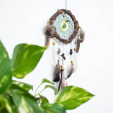 Gemstone Dreamcatcher 6" Handmade • Willow Hoop & Natural Feathers • Healing Crystals Wall Hanging • Earthy Tones Boho Decor