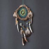 Gemstone Dreamcatcher 6" Handmade • Willow Hoop & Natural Feathers • Healing Crystals Wall Hanging • Earthy Tones Boho Decor