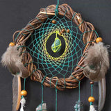 Gemstone Dreamcatcher 6" Handmade • Willow Hoop & Natural Feathers • Healing Crystals Wall Hanging • Earthy Tones Boho Decor