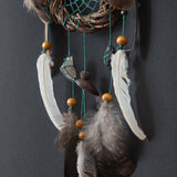 Gemstone Dreamcatcher 6" Handmade • Willow Hoop & Natural Feathers • Healing Crystals Wall Hanging • Earthy Tones Boho Decor