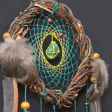 Gemstone Dreamcatcher 6" Handmade • Willow Hoop & Natural Feathers • Healing Crystals Wall Hanging • Earthy Tones Boho Decor