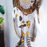 Dreamcatcher with super strong protection gemstones • 6 inch door hanging in earthy tones & turquoise • coastal style with 5 color options