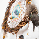 Dreamcatcher with super strong protection gemstones • 6 inch door hanging in earthy tones & turquoise • coastal style with 5 color options