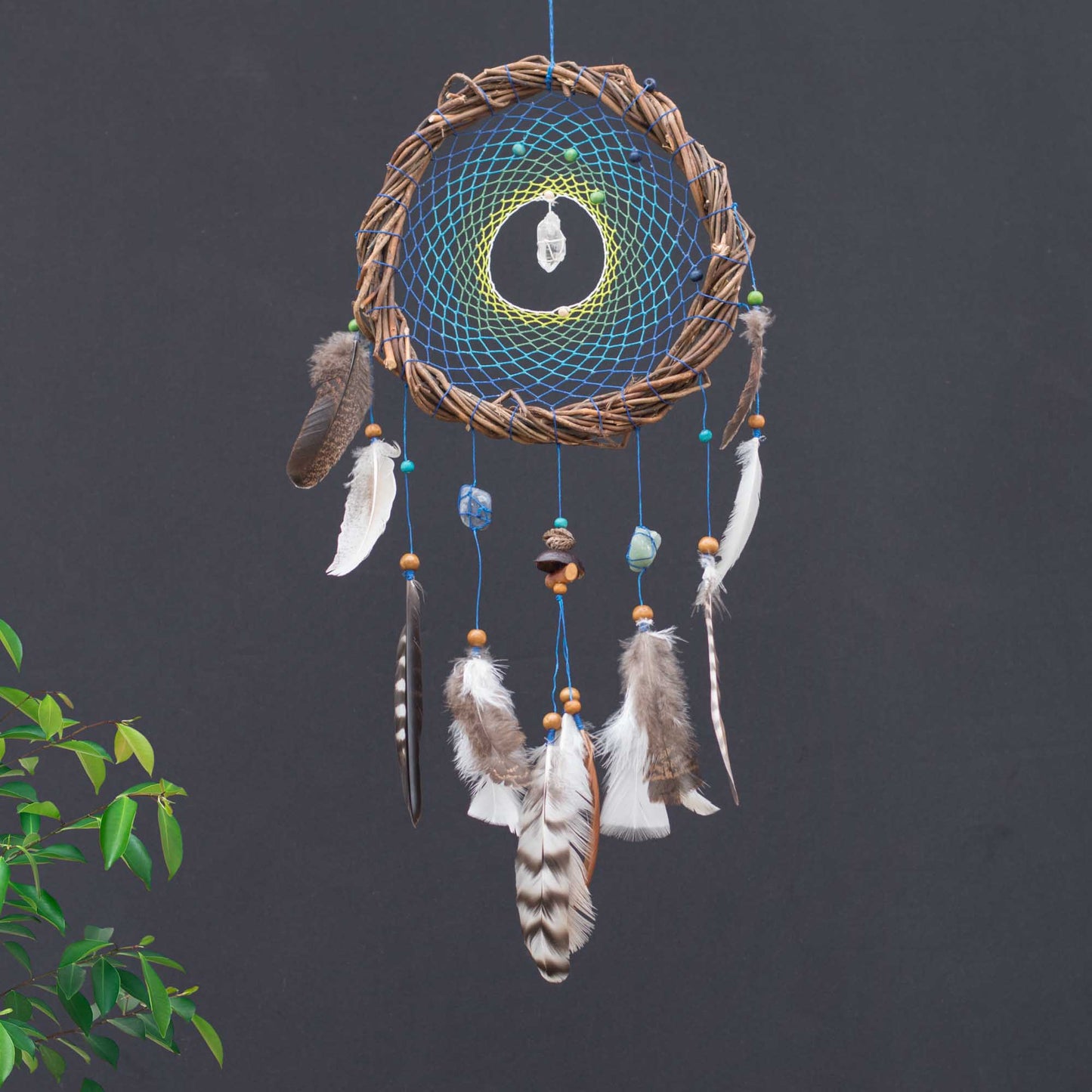 Crystal dream catcher Set, Dreamcatcher with real stone, Authentic Dreamcatchers hanging wall