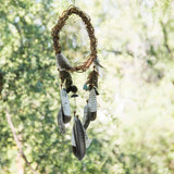 Handcrafted Traditional Native Style Dreamcatcher Set with Custom Healing Crystal