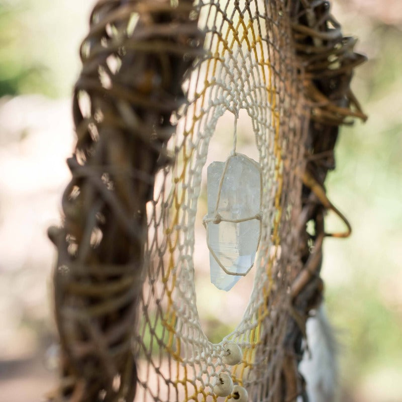 Handcrafted Traditional Native Style Dreamcatcher Set with Custom Healing Crystal