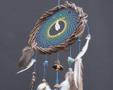 Soothing Blue and Green Dreamcatcher: Willow Wall Art with Healing Crystals - Calming Decor, Anxiety Relief, Natural Gift, Holistic Shamanic