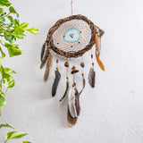 Soothing Blue and Green Dreamcatcher: Willow Wall Art with Healing Crystals - Calming Decor, Anxiety Relief, Natural Gift, Holistic Shamanic