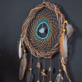 Soothing Blue and Green Dreamcatcher: Willow Wall Art with Healing Crystals - Calming Decor, Anxiety Relief, Natural Gift, Holistic Shamanic