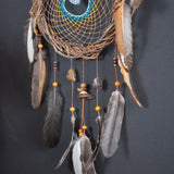 Soothing Blue and Green Dreamcatcher: Willow Wall Art with Healing Crystals - Calming Decor, Anxiety Relief, Natural Gift, Holistic Shamanic