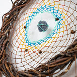 Soothing Blue and Green Dreamcatcher: Willow Wall Art with Healing Crystals - Calming Decor, Anxiety Relief, Natural Gift, Holistic Shamanic
