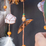 Atrapasueños de cristal blanco, atrapasueños espiritual, decoración de pared chamánica de macramé, piedra poderosa, bendición del hogar, atrapasueños de círculo sagrado.