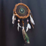 Atrapasueños de cristal blanco, atrapasueños espiritual, decoración de pared chamánica de macramé, piedra poderosa, bendición del hogar, atrapasueños de círculo sagrado.