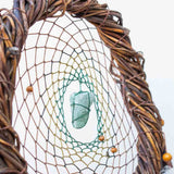 Atrapasueños de cristal blanco, atrapasueños espiritual, decoración de pared chamánica de macramé, piedra poderosa, bendición del hogar, atrapasueños de círculo sagrado.