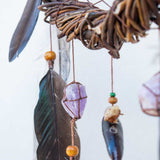 Atrapasueños de cristal blanco, atrapasueños espiritual, decoración de pared chamánica de macramé, piedra poderosa, bendición del hogar, atrapasueños de círculo sagrado.