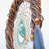 Atrapasueños de cristal blanco, atrapasueños espiritual, decoración de pared chamánica de macramé, piedra poderosa, bendición del hogar, atrapasueños de círculo sagrado.