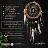 Atrapasueños de cristal blanco, atrapasueños espiritual, decoración de pared chamánica de macramé, piedra poderosa, bendición del hogar, atrapasueños de círculo sagrado.