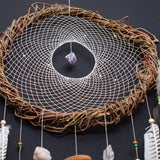 Handmade White & Bone Dream Catcher with Amethyst, Crystal Quartz and White Quartz, Calming Wall Art, Unique Holiday Spiritual Gift