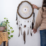 Dreamcatcher, Dream catchers boho decor, Crystals bedroom decor, Large dream catchers with crystals and rustic natural wilow, Bohemian gifts