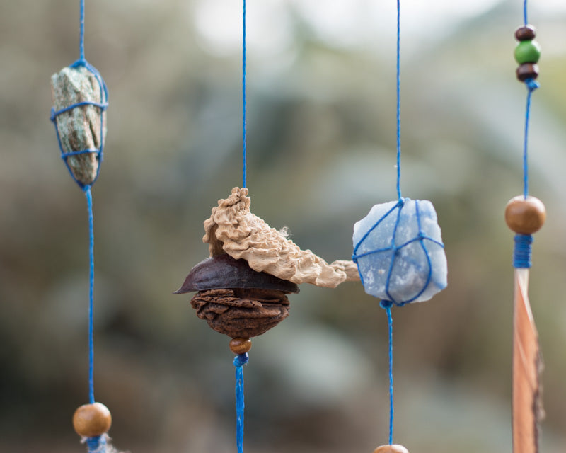 Dreamcatcher Blue-Green with Raw Anxiety Gemstones - Ideal for Armchairs