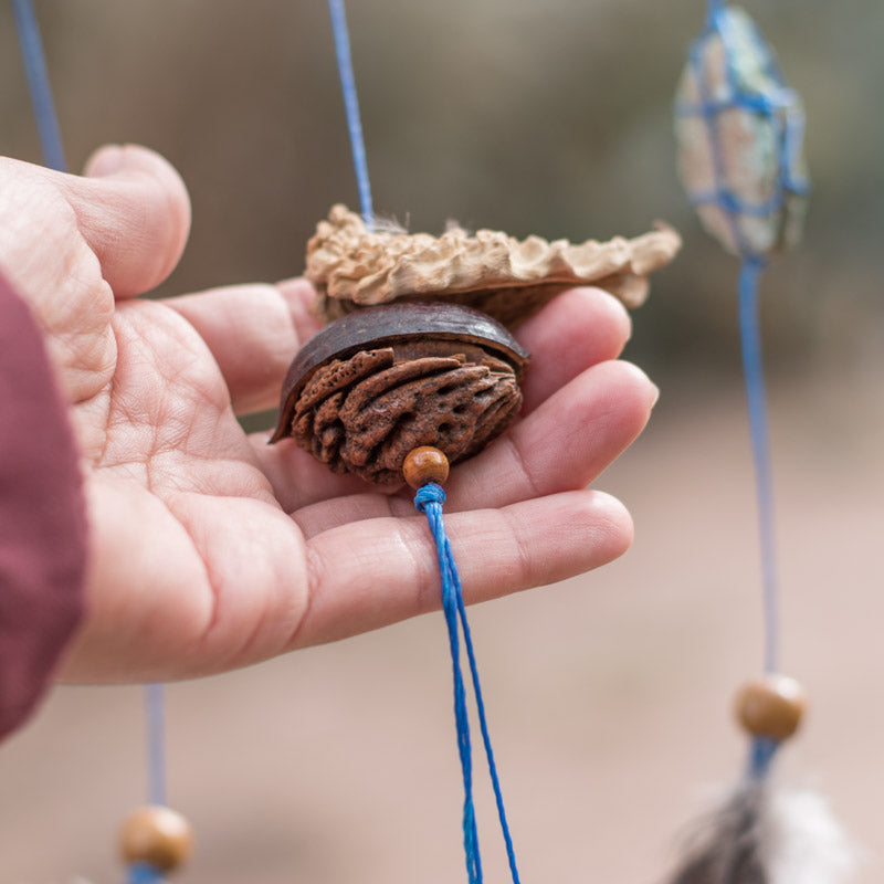 Dreamcatcher Blue-Green with Raw Anxiety Gemstones - Ideal for Armchairs