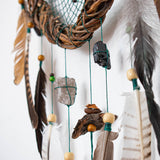 Exclusive Green Forest Dreamcatcher with Green Quartz, Tourmaline & Smoky Quartz - Energy Cleansing and Protection - Ideal Spiritual Gift