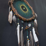 Exclusive Green Forest Dreamcatcher with Green Quartz, Tourmaline & Smoky Quartz - Energy Cleansing and Protection - Ideal Spiritual Gift