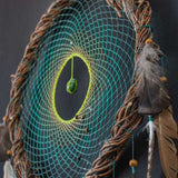 Exclusive Green Forest Dreamcatcher with Green Quartz, Tourmaline & Smoky Quartz - Energy Cleansing and Protection - Ideal Spiritual Gift