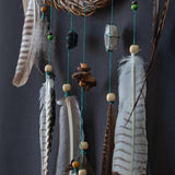 Exclusive Green Forest Dreamcatcher with Green Quartz, Tourmaline & Smoky Quartz - Energy Cleansing and Protection - Ideal Spiritual Gift