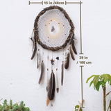 Boho Dreamcatcher for Protection with Large Feathers, Healing Crystals