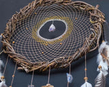 Dreamcatcher, Dream catchers boho decor, Crystals bedroom decor, Large dream catchers with crystals and rustic natural wilow, Bohemian gifts