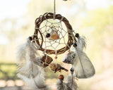 Boho Car Charm Dreamcatcher with Tiger’s Eye & Citrine – Spiritual Protection, Positive Energy and  Handmade Amulet for Travel Safety