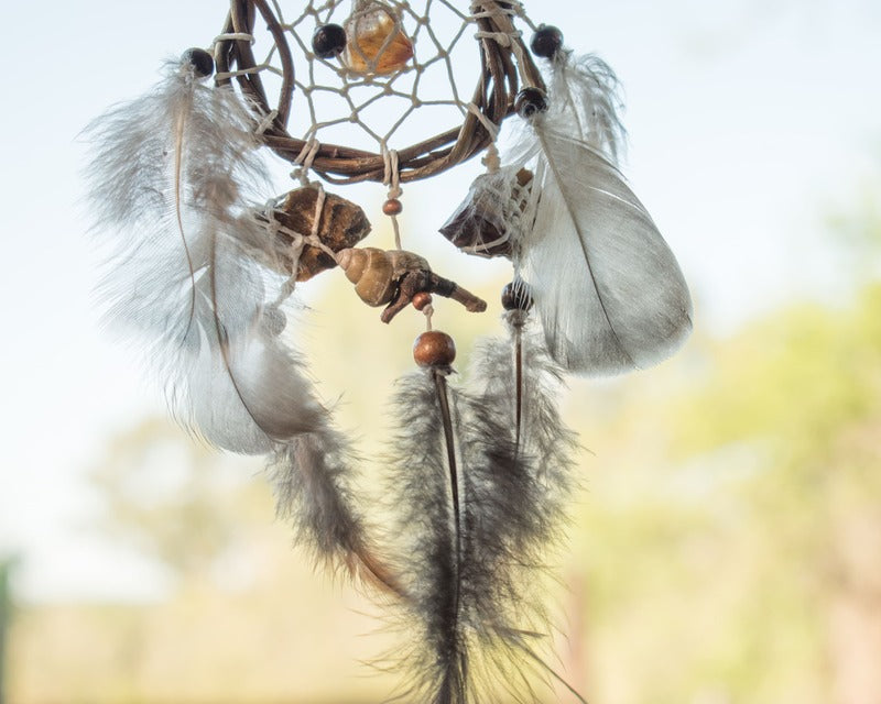 Attrape-rêves Boho pour voiture avec œil de tigre et citrine – Protection spirituelle, énergie positive et amulette faite à la main pour la sécurité des voyages