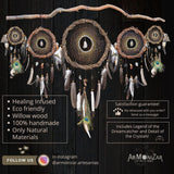 Spiritual Protection Set: 15 Healing Stones Set – 5 Crystal Dreamcatchers with Branch Option, Rustic Decor, Natural Gift for Shaman, Witch Vibes, Spiritual Protection