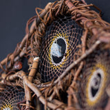 Exclusive 3D Dreamcatcher with Wood Structure, Semi-Precious Stones, Unique Feathers, and Handcrafted Adornments for Energy Cleansing