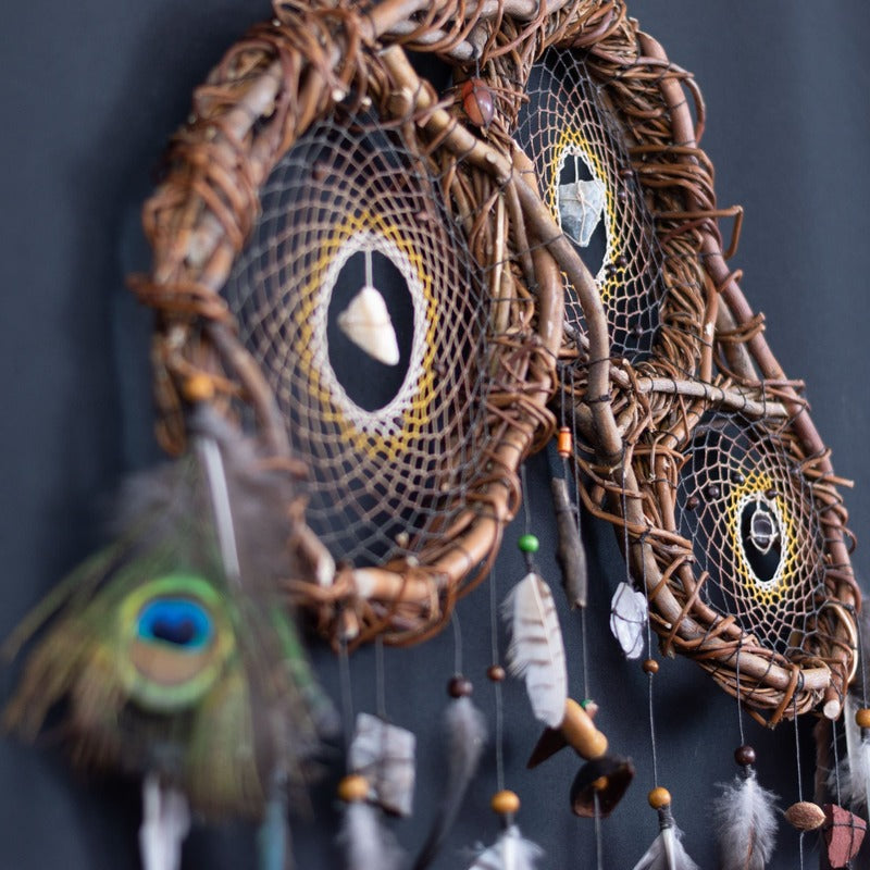 Healing Art Dream Catcher with gemstones, Wards off Negativity