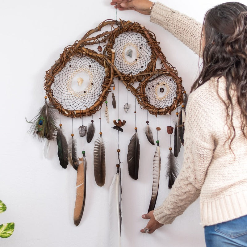 Healing Art Dream Catcher with gemstones, Wards off Negativity