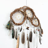 Exclusive 3D Dreamcatcher with Wood Structure, Semi-Precious Stones, Unique Feathers, and Handcrafted Adornments for Energy Cleansing