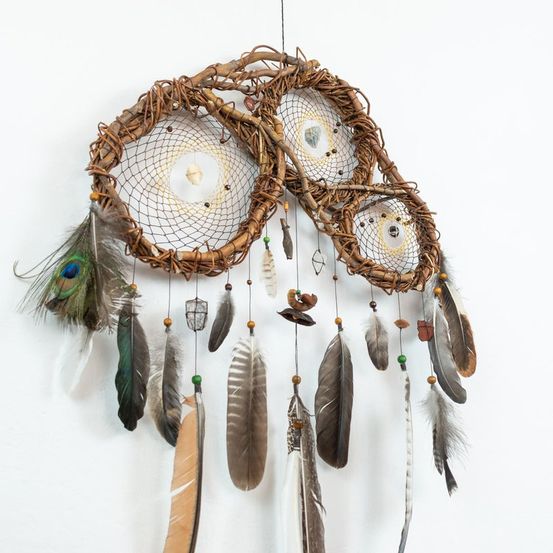 Healing Art Dream Catcher with gemstones, Wards off Negativity