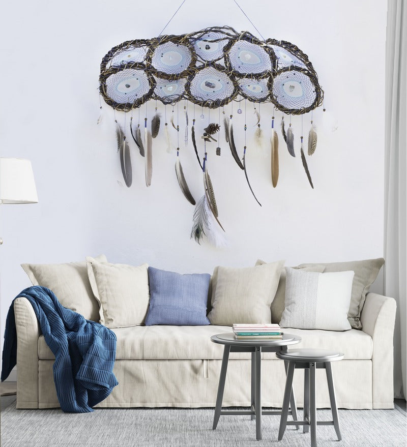 One of a kind extra large dreamcatcher custom stones, Handmade eco-friendly dreamcatcher nature wall tapestry meditation space, Protection