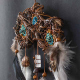 Crystal Dreamcatcher Healing  – Small Shaman Art, 7 Chakra Wall Hanging, Selenite Wreath for Protection & Positive Energy