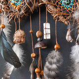 Crystal Dreamcatcher Healing  – Small Shaman Art, 7 Chakra Wall Hanging, Selenite Wreath for Protection & Positive Energy