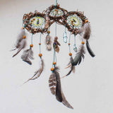 Authentic Dream Catcher with Healing Crystals - Handmade Boho Car Charm - Forest Green Tourmaline & Selenite - 8 inch Spiritual Decor