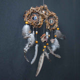 Crystal Dreamcatcher Healing  – Small Shaman Art, 7 Chakra Wall Hanging, Selenite Wreath for Protection & Positive Energy